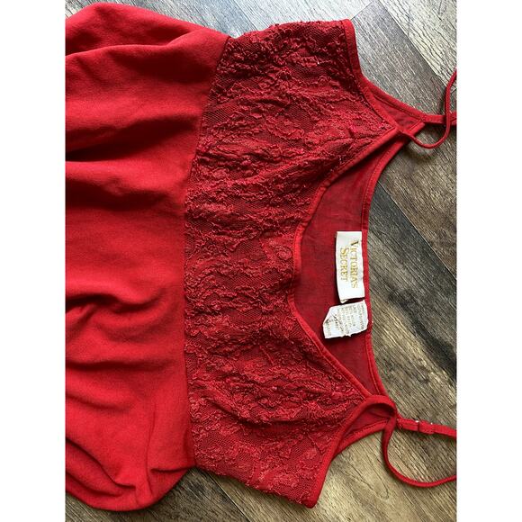 Vintage Gold Label Victoria's Secret Red Babydoll Slip Dress - Small - Picture 3 of 11
